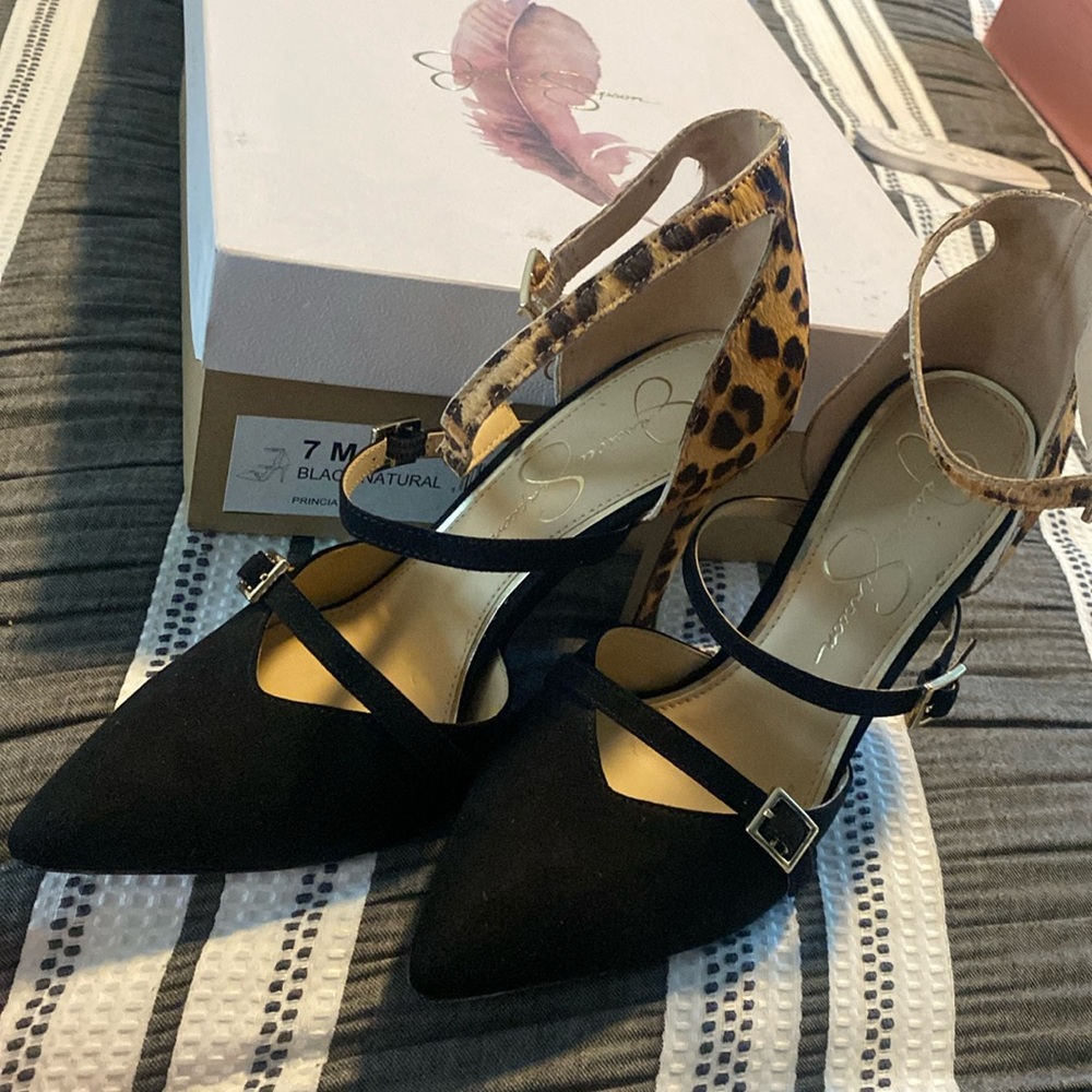 I am selling cheetah print and black heels. Wore them maybe once. Super cute
